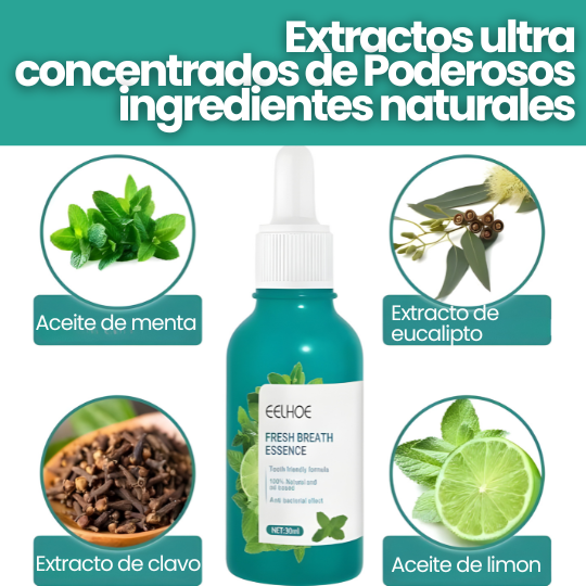 Esencia Bucal Anti-Mal Aliento - ¡Aliento Fresco por 8 hrs! 4x2