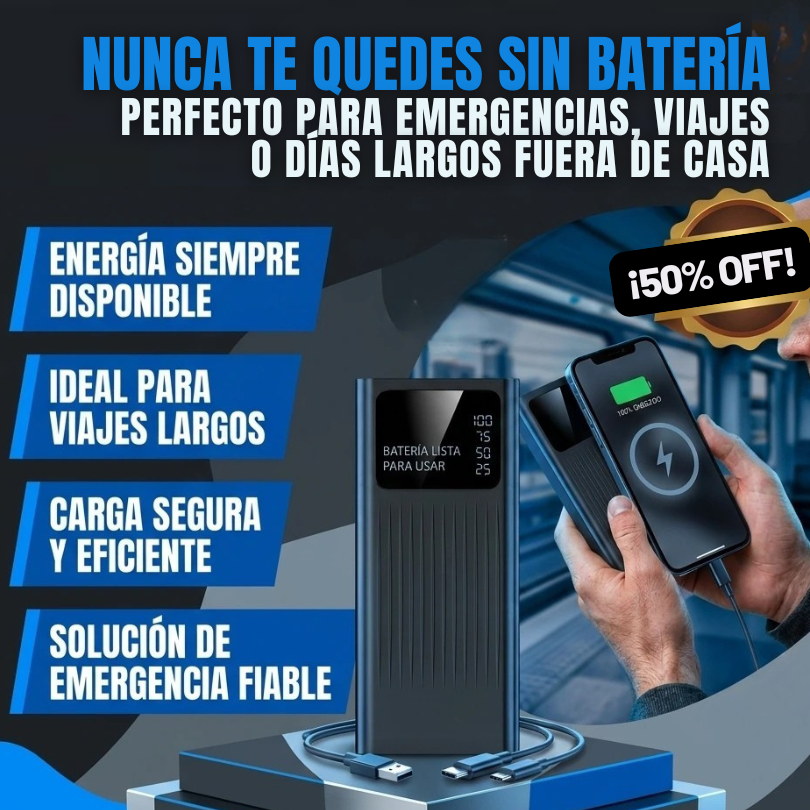 Batería Portátil 2000 mAh de Carga Rápida con Linterna y Doble USB - ¡Carga tus dispositivos donde sea!