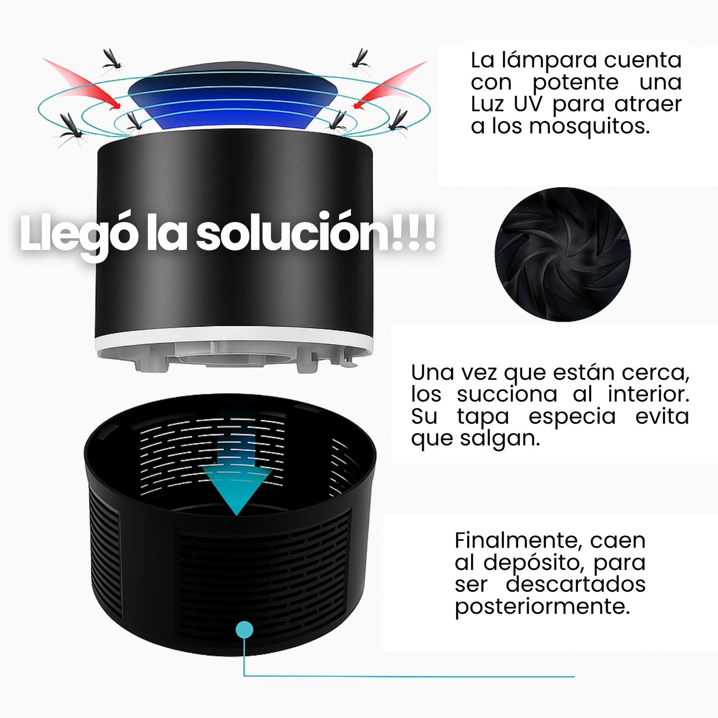 Lámpara Traga Mosquitos - Succiona moscos e insectos!