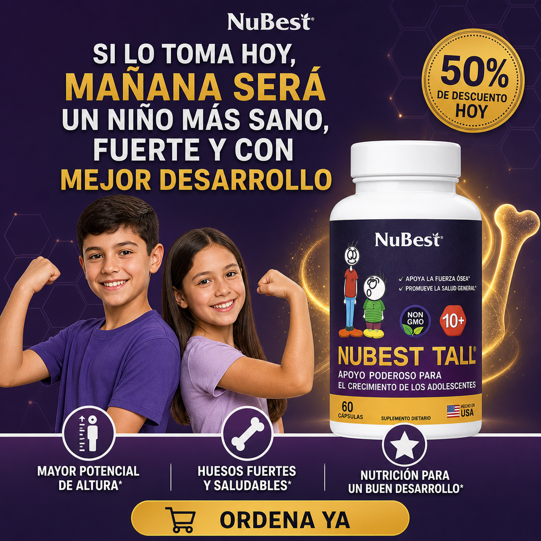 Cápsulas NuBest Tall para Crecimiento y Fortalecimiento Óseo Desarrollo Infantil y Juvenil - 60 Cápsulas