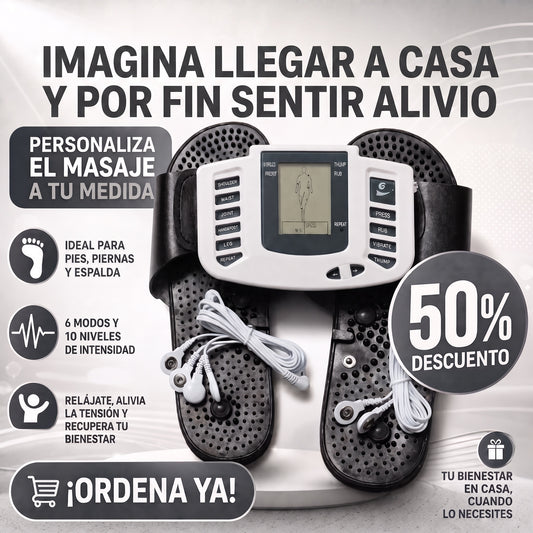 Kit Sandalias de Acupresión con Electroestimulador para Alivio del Dolor y Relajación Muscular