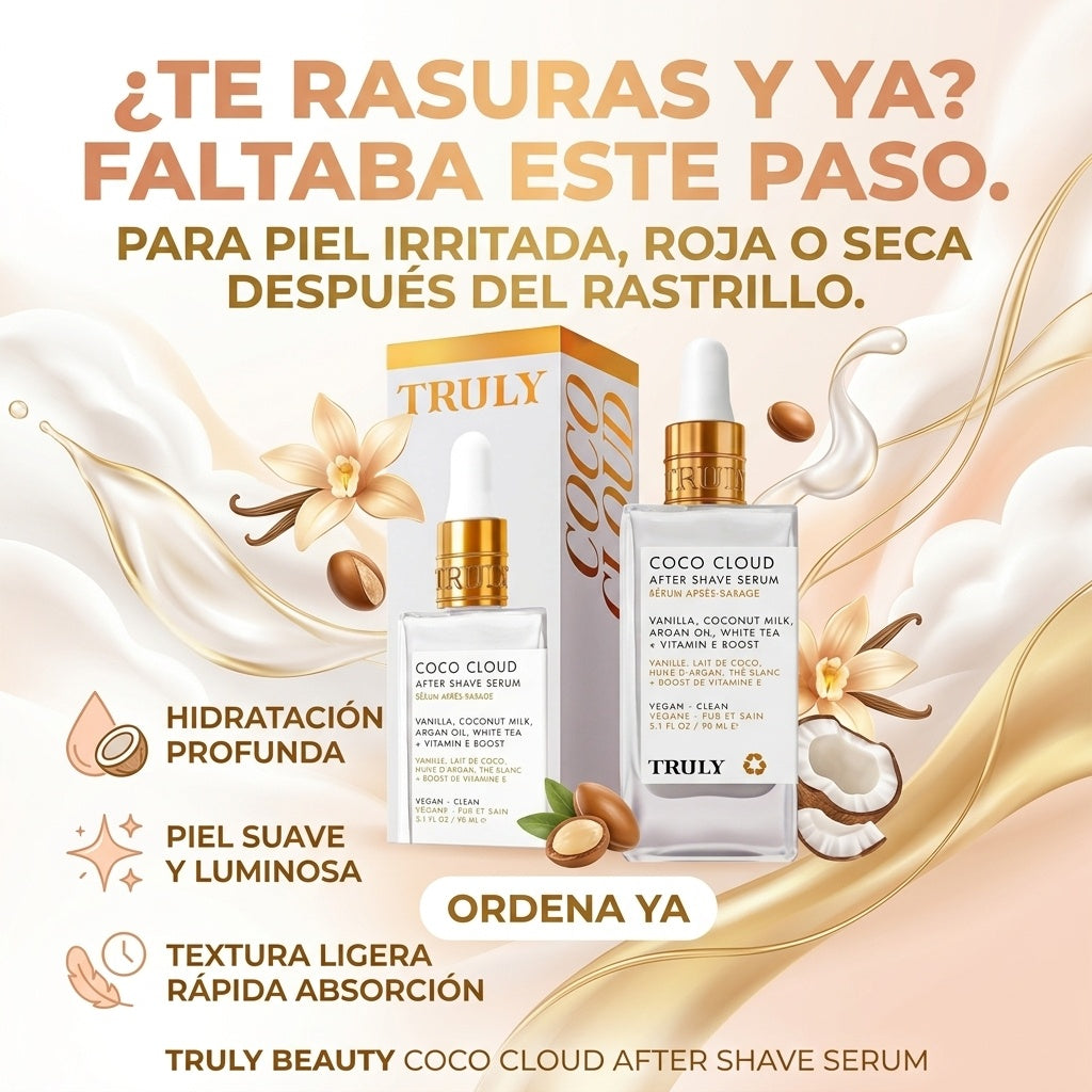 Truly Beauty Sérum Hidratante para Después del Afeitado con Leche de Coco y Vainilla 90 ml