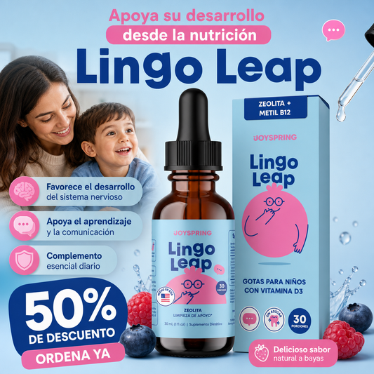 Suplemento LingoLeap - Gotas Nutricionales y Boost cognitivo para Niños con Vitamina B12 y D3 - Sabor Uva