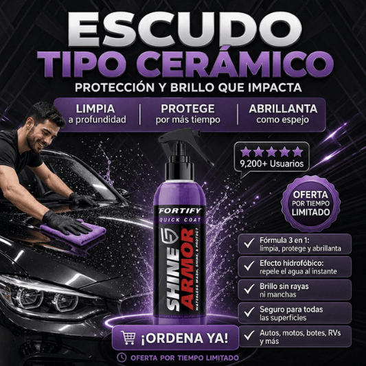 Shiner Armor Cera Premium 3 en 1 para Autos Limpia, Protege y Da Brillo Instantáneo - Efecto profesional tipo cerámico