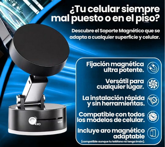 Soporte Magnético para Celular Con Ventosa - Rotación 360°