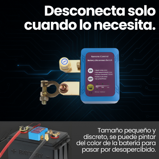 Interruptor Inteligente De Apagado Batería Carro con control remoto anti-robo ¡"Mata” tu auto a distancia! Evita robos y protege tu batería