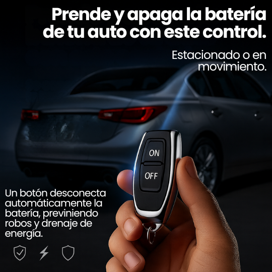 Interruptor Inteligente De Apagado Batería Carro con control remoto anti-robo ¡"Mata” tu auto a distancia! Evita robos y protege tu batería