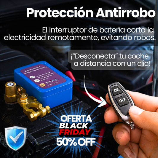 Interruptor Inteligente De Apagado Batería Carro con control remoto anti-robo ¡"Mata” tu auto a distancia! Evita robos y protege tu batería