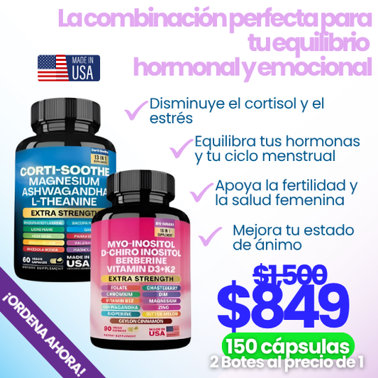 Pack Bienestar Mujer: Calma Interior y Balance Hormonal - Myo-Inositol + Corti-Soothe
