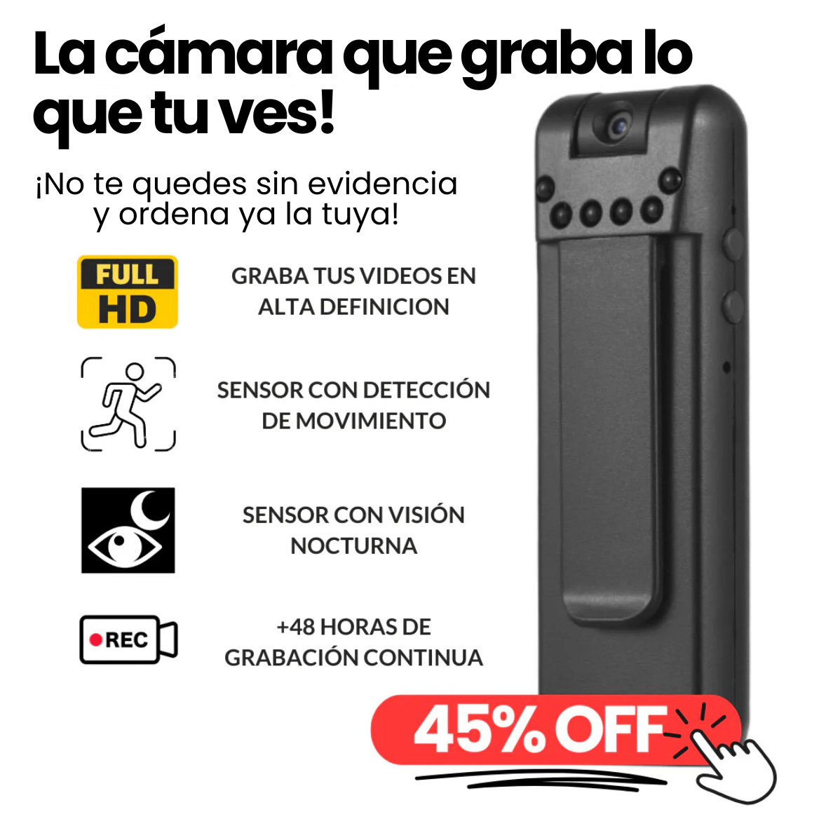 MINI CÁMARA CORPORAL PORTÁTIL (BODYCAM)