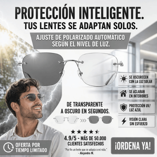 Lentes Fotocromáticos (Camaleón) Sin Marco - ¡Antirreflejantes + Protección UV Y Luz Azul!