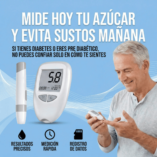 Medidor Digital de Glucosa en Sangre con Pantalla Grande y Lectura Rápida