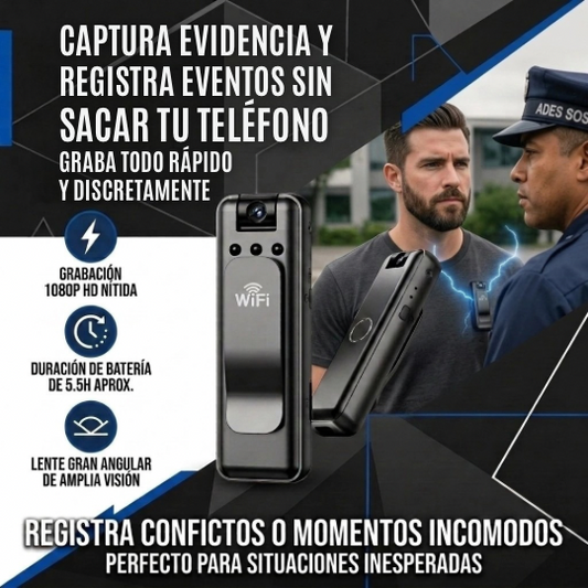 Mini Cámara Corporal Portátil (Bodycam) - Visión Nocturna y Detección de movimiento