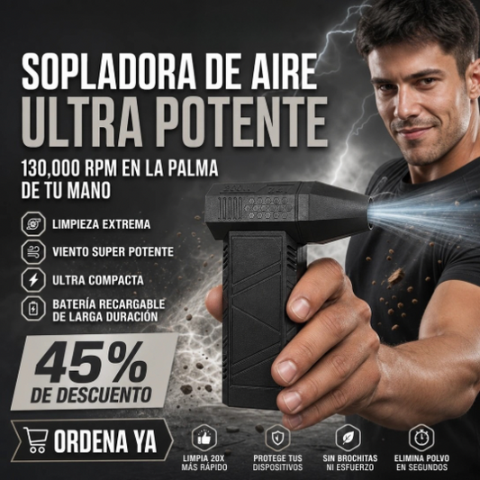Mini Sopladora Inalámbrica Ultra Potente 3 Velocidades - Portátil y Recargable