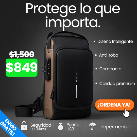 Mochila Antirrobo Impermeable, con candado y puerto USB (Unisex)