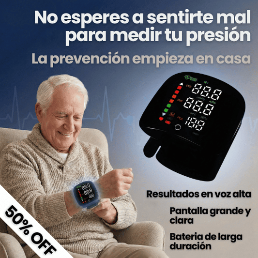 Monitor de Presión Arterial en la Muñeca con Pantalla Digital - Opción de Voz en Español