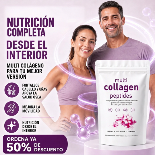 Multicolágeno Peptides 5 Tipos en Polvo con Ácido Hialurónico y Vitamina C - Para Piel, Articulaciones y Bienestar Integral