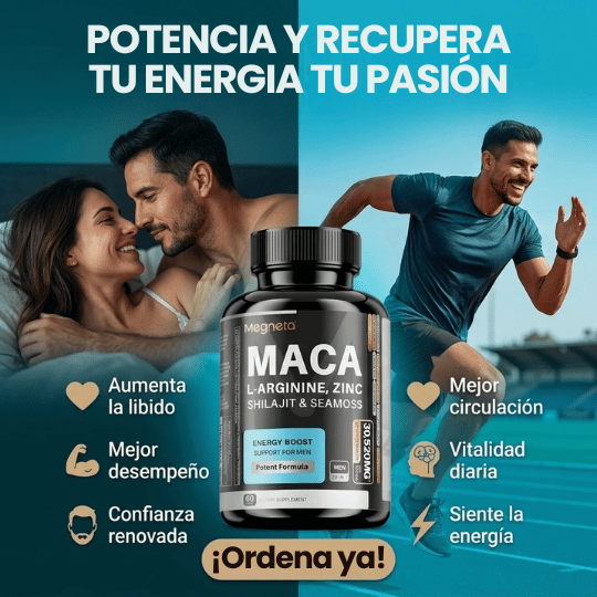 Cápsulas Naturales de Maca y Shilajit para Energía y Rendimiento Masculino - 60 Cápsulas