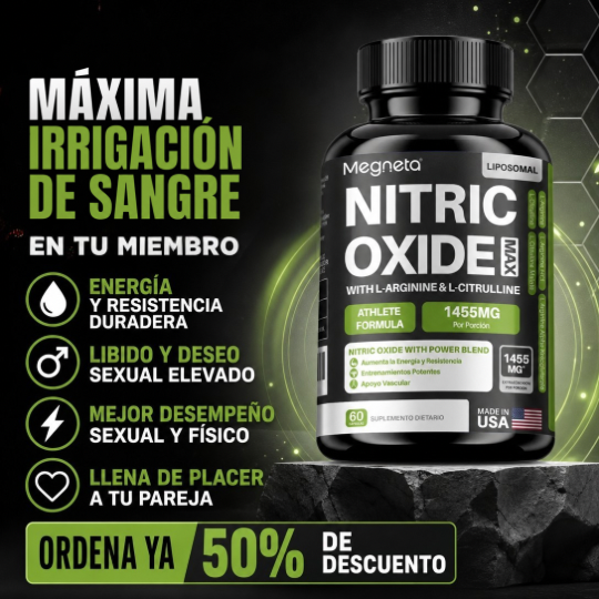 Óxido Nítrico Megneta para Mayor Rendimiento, Mejor Circulación y Vitalidad Masculina - 60 Cápsulas