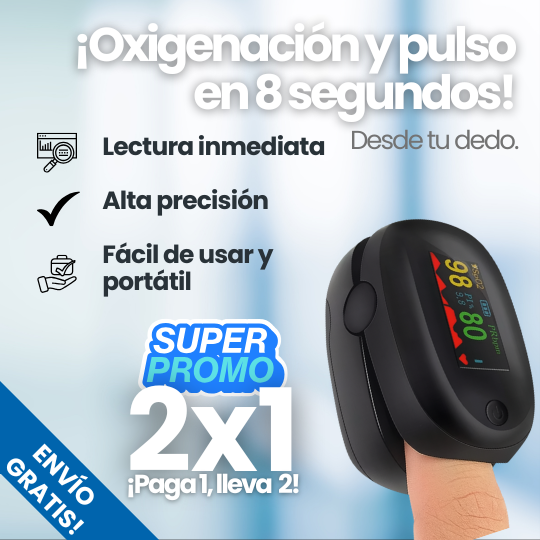 Oxímetro Digital de Dedo 2 en 1: Mide Oxigenación y Ritmo Cardíaco