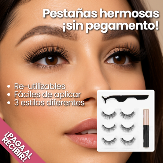 Kit 3 Pares de Pestañas Magnéticas Reutilizables con Delineador Imantado - ¡3 estilos!