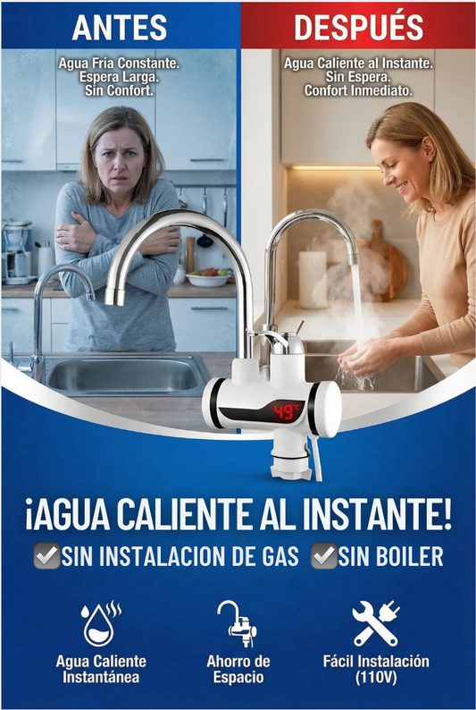Grifo eléctrico calentador de agua - ¡Ahorrador de gas y agua!