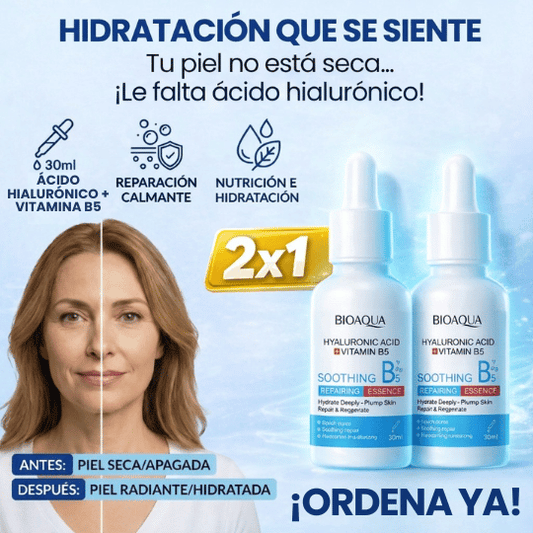 Sérum Facial Concentrado Antiarrugas Hidratante, Reparador y Rellenador con Ácido Hialurónico y Vitamina B5 Reafirma e Hidrata