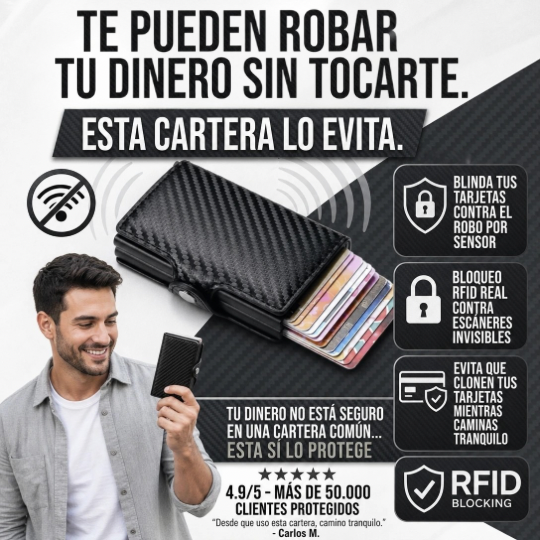 Cartera Compacta de Aluminio con Protección Antirrobo y Antiescaneo - Acceso Rápido