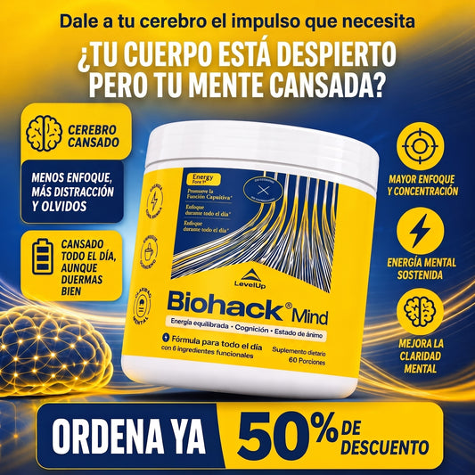 Biohack Mind – Potenciador de Concentración, Memoria y Claridad Mental 60 Cápsulas