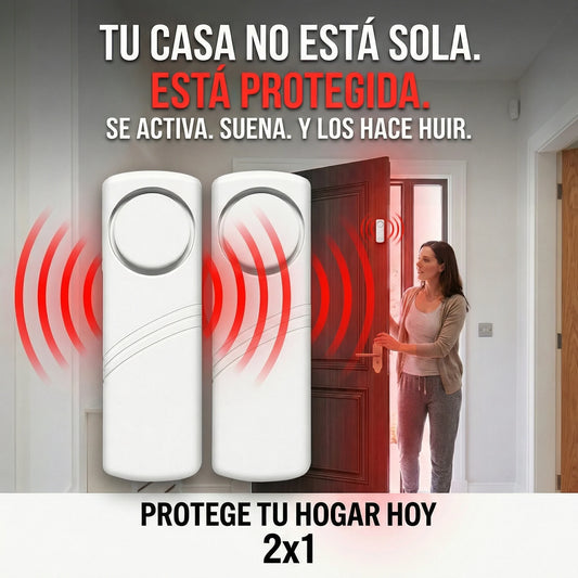 Alarma Inalámbrica Magnética Antirrobo con Sensor de Apertura para Puertas y Ventanas - Hogar más Seguro 2x1
